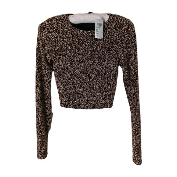 Windsor Glimmer Girl Long Sleeve Gold Crop Top Size Small Glam Party Evening - Picture 1 of 7